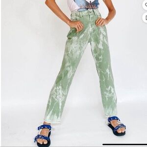 Vrg Girl Green Tie-Dye High-waisted Jeans